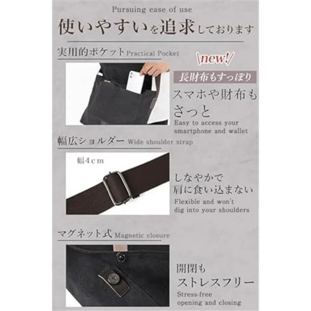 Canvas Messenger Bag for Men, Fits 14 Inch Laptop & A4 Documents
